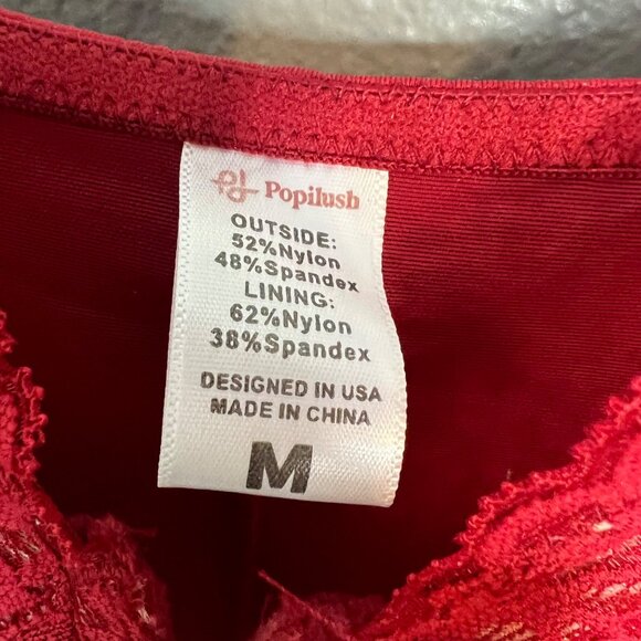 Popilush The Shapewear Slip Maxi Dress Women's M Red Lace Slit Adjustable Y2K - Picture 4 of 12